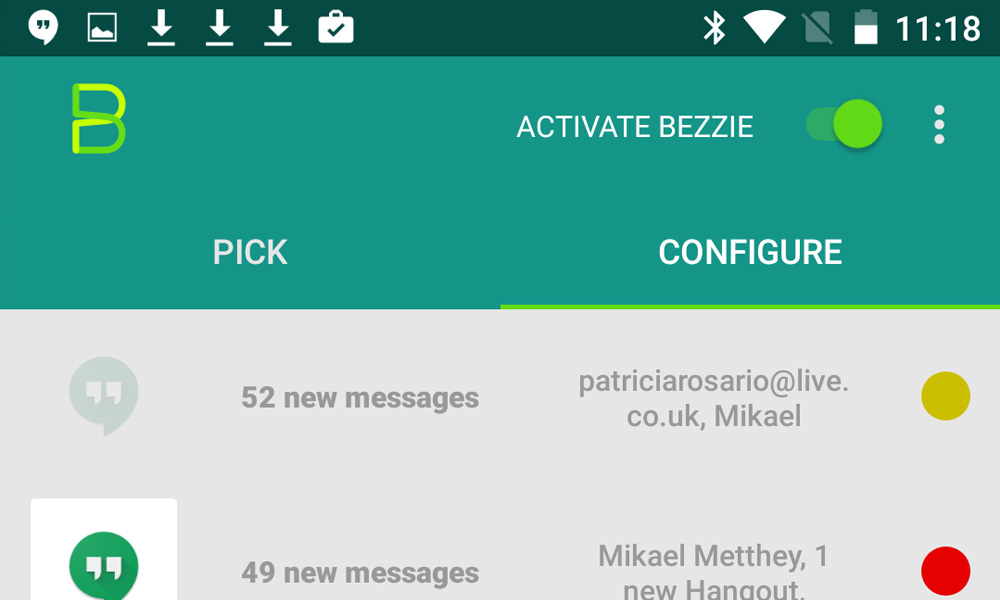 Mobile app used to control the Bezzies